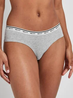 Next Short Cotton Logo Knickers 7 Pack Black/White Clearance