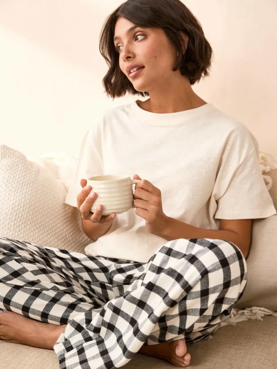 Next Black/White Short Sleeve 100% Cotton Pyjamas 2 Pack