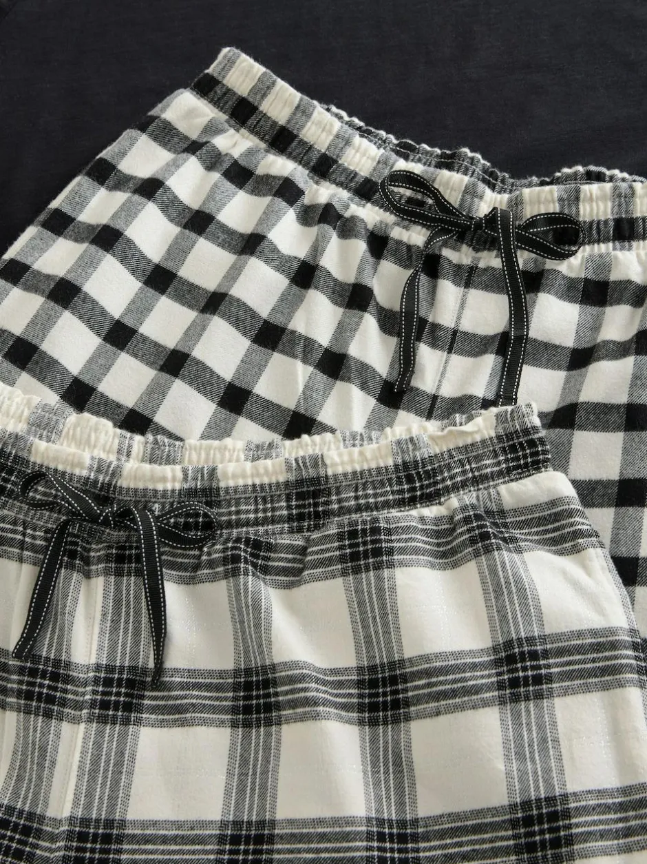 Next Black/White Short Sleeve 100% Cotton Pyjamas 2 Pack