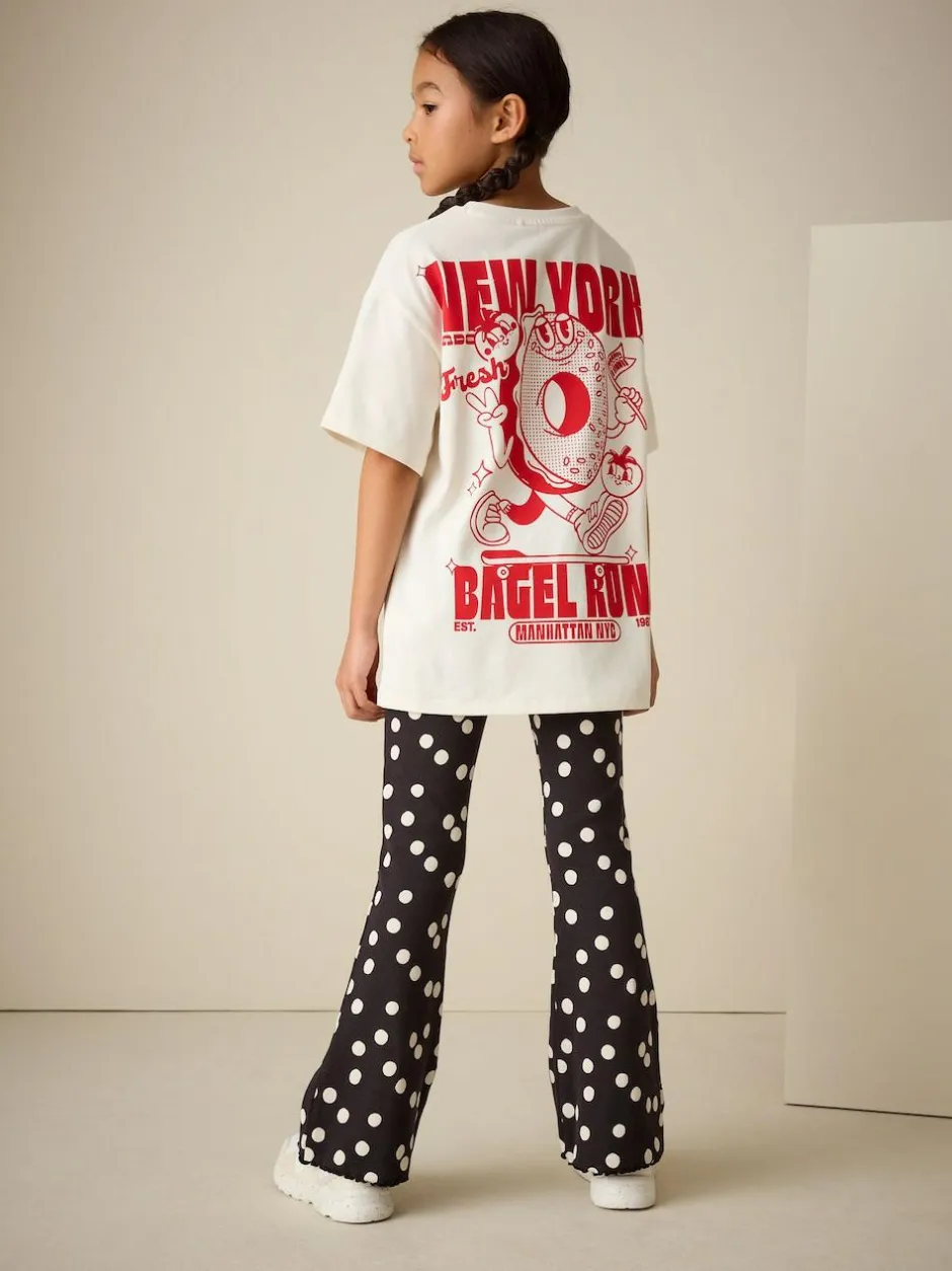 Next Black/White Spot 1 Pack Rib Flare Leggings (3-16yrs) Discount