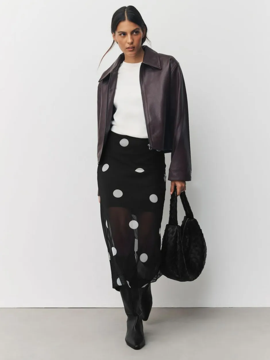 Next Mesh Midi Pencil Skirt Black/White Spot Clearance