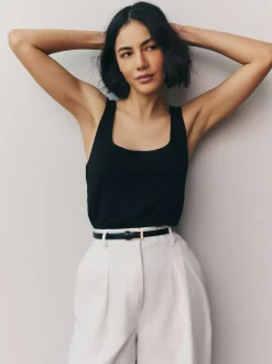Next Black/White Square Neck Vest 2 Pack Sale