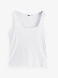 Next Black/White Square Neck Vest 2 Pack Sale