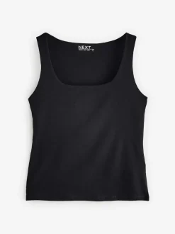 Next Black/White Square Neck Vest 2 Pack Sale
