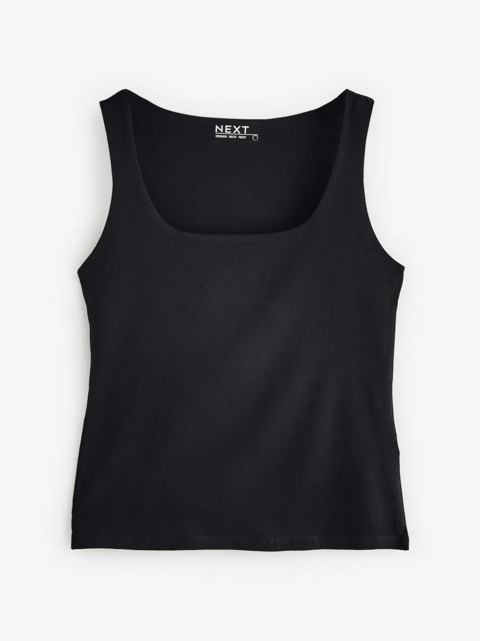 Next Black/White Square Neck Vest 2 Pack Sale