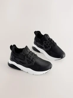 Next Black/White Standard Fit (F) Elastic Lace Trainers Sale