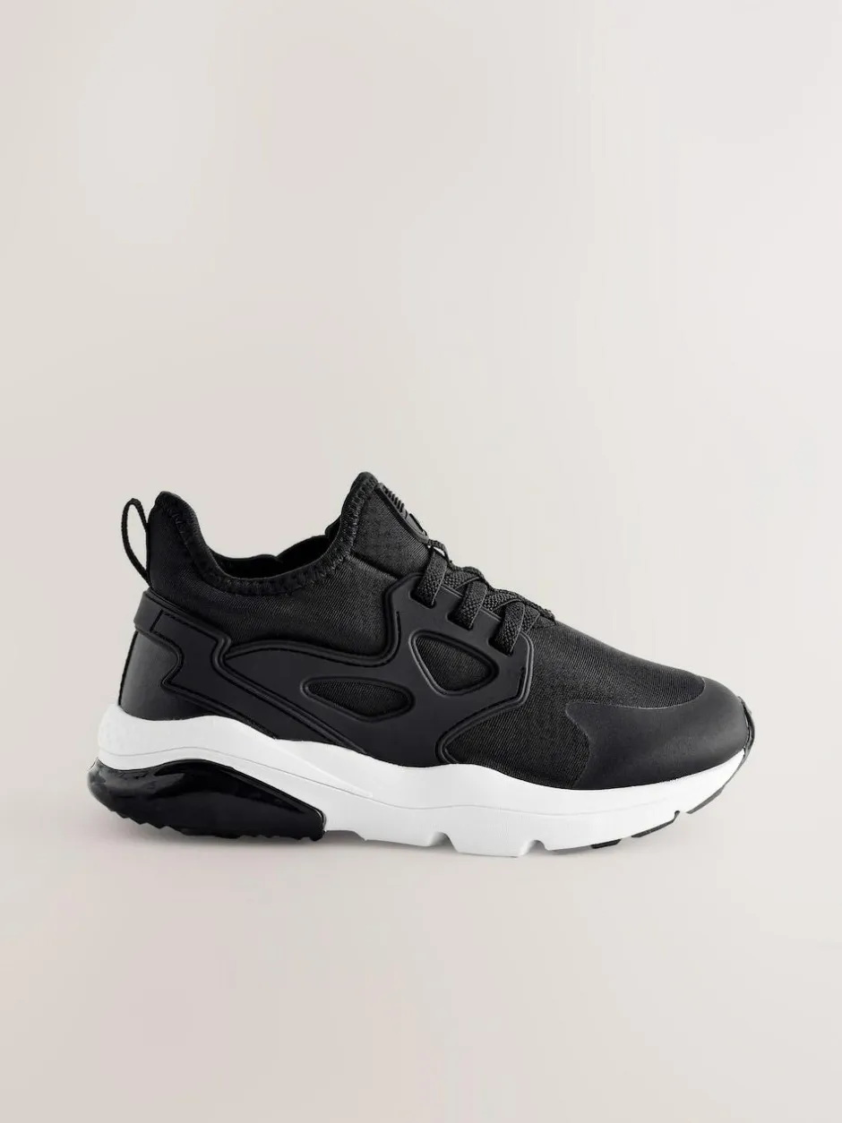 Next Black/White Standard Fit (F) Elastic Lace Trainers Sale