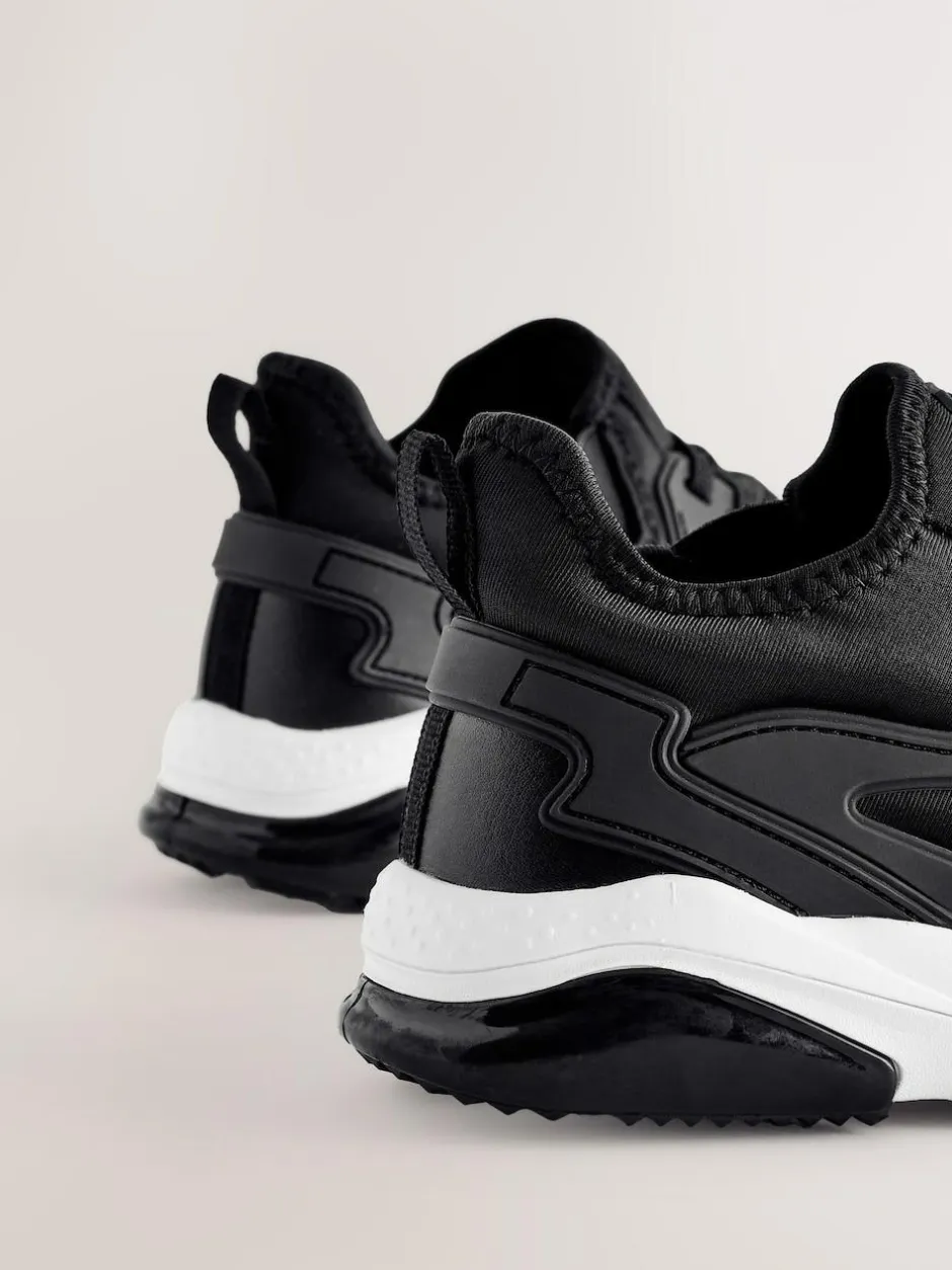 Next Black/White Standard Fit (F) Elastic Lace Trainers Sale