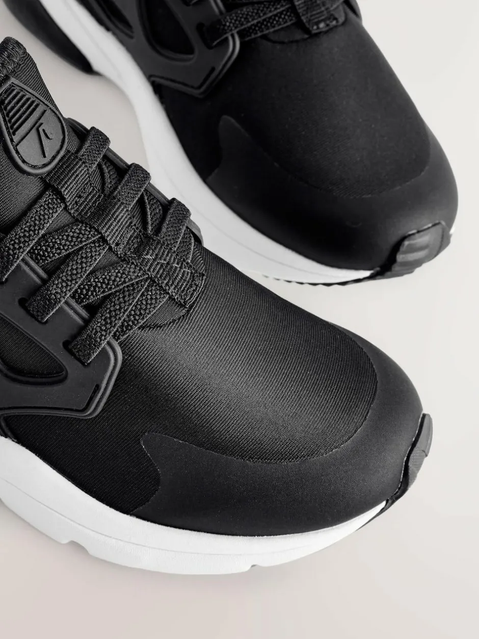 Next Black/White Standard Fit (F) Elastic Lace Trainers Sale