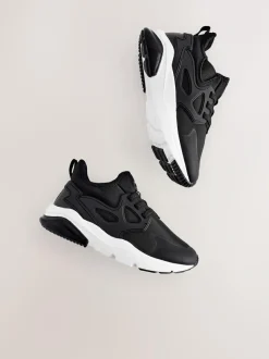Next Black/White Standard Fit (F) Elastic Lace Trainers Sale