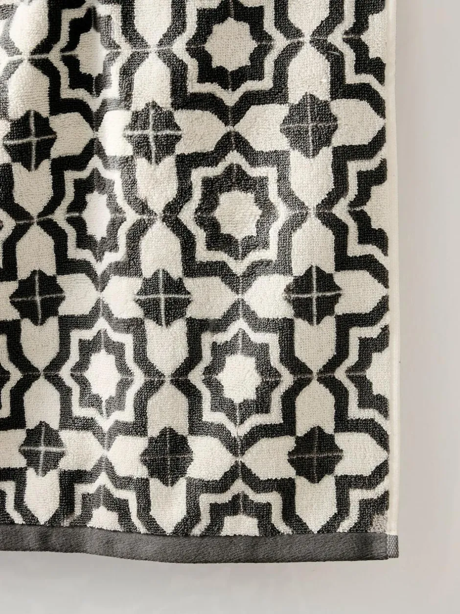 Next Black/White Tile Geo 100% Cotton Towels Outlet