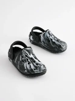Next Warm Lined Slipper Clogs Black/White