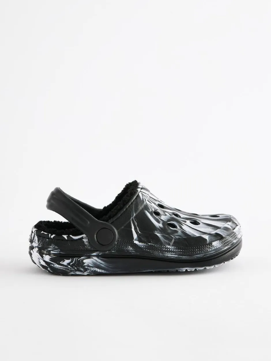 Next Warm Lined Slipper Clogs Black/White