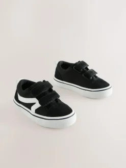 Next Wide Fit (G) Touch Fastening Skate Trainers Black/White Outlet
