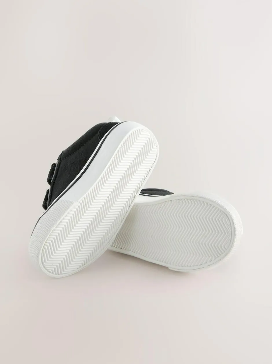 Next Wide Fit (G) Touch Fastening Skate Trainers Black/White Outlet