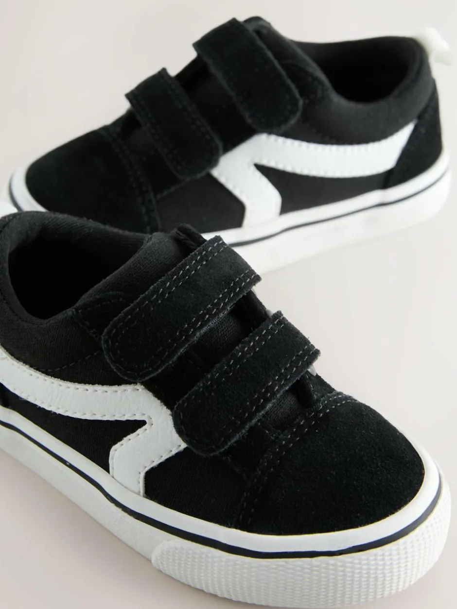 Next Wide Fit (G) Touch Fastening Skate Trainers Black/White Outlet