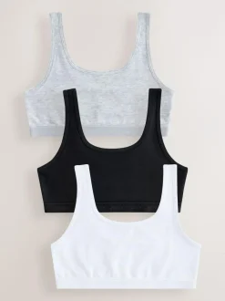 Next Black/White/Grey Scoop Crop Tops 3 Pack (5-16yrs) Best