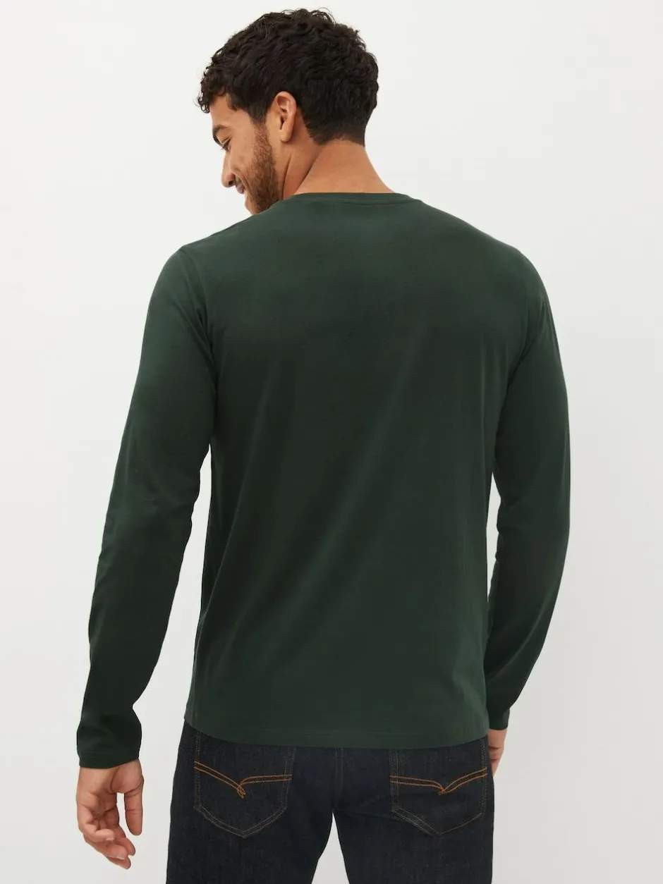 Next Regular Fit Regular Fit Long Sleeve 100% Cotton T-Shirts 5 Pack Black/White/Navy Blue/Green/Burgundy Red Clearance