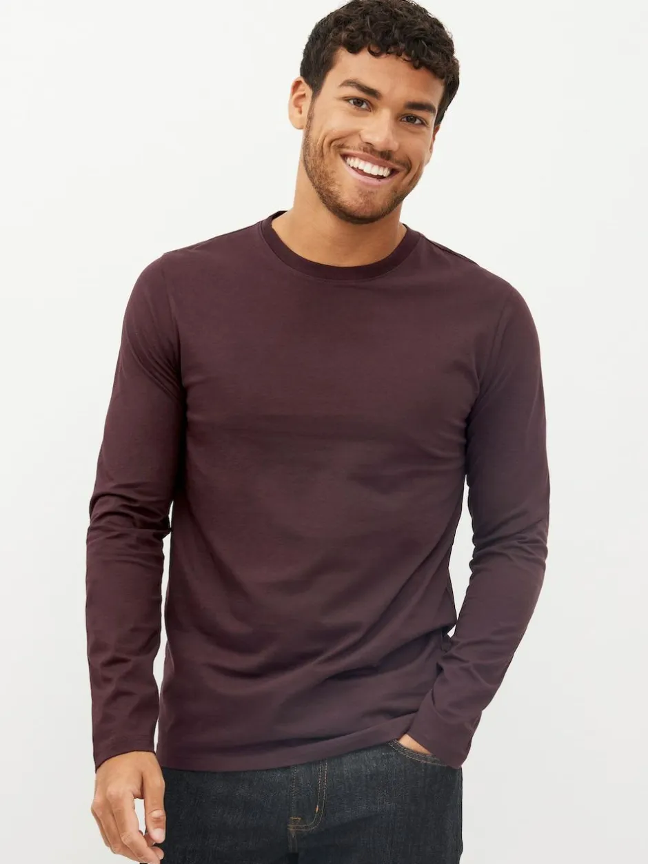 Next Regular Fit Regular Fit Long Sleeve 100% Cotton T-Shirts 5 Pack Black/White/Navy Blue/Green/Burgundy Red Clearance