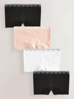 Next Boyshort Cotton Logo Knickers 4 Pack Black/White/Nude Sale