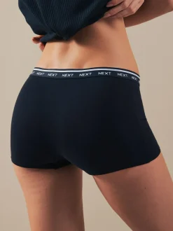 Next Boyshort Cotton Logo Knickers 4 Pack Black/White/Nude Sale
