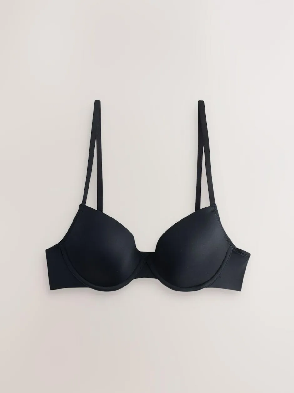 Next Black/White/Nude Pad Plunge A-E Ultimate Comfort Smoothing T-Shirt Bras 3 Pack New