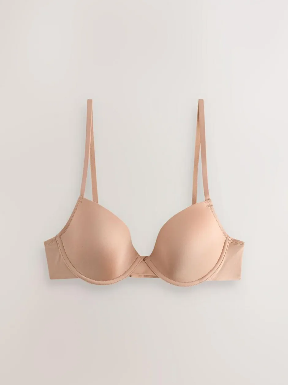 Next Black/White/Nude Pad Plunge A-E Ultimate Comfort Smoothing T-Shirt Bras 3 Pack New