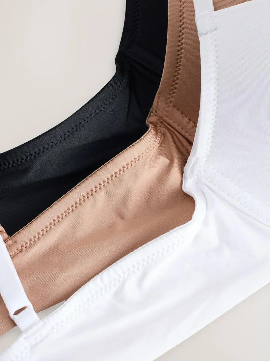 Next Black/White/Nude Pad Plunge A-E Ultimate Comfort Smoothing T-Shirt Bras 3 Pack New
