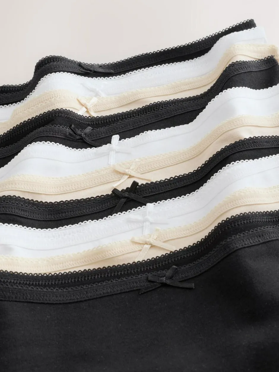 Next Full Brief Full Briefs Cotton Knickers 10 Pack Black/White/Pastel Rose Nude Online