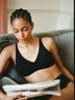 Next Non Pad Non Wire Cotton Blend Ultimate Comfort Bras 3 Pack Black/White/Pastel Rose Nude Clearance