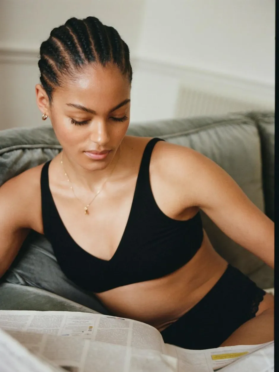 Next Non Pad Non Wire Cotton Blend Ultimate Comfort Bras 3 Pack Black/White/Pastel Rose Nude Clearance