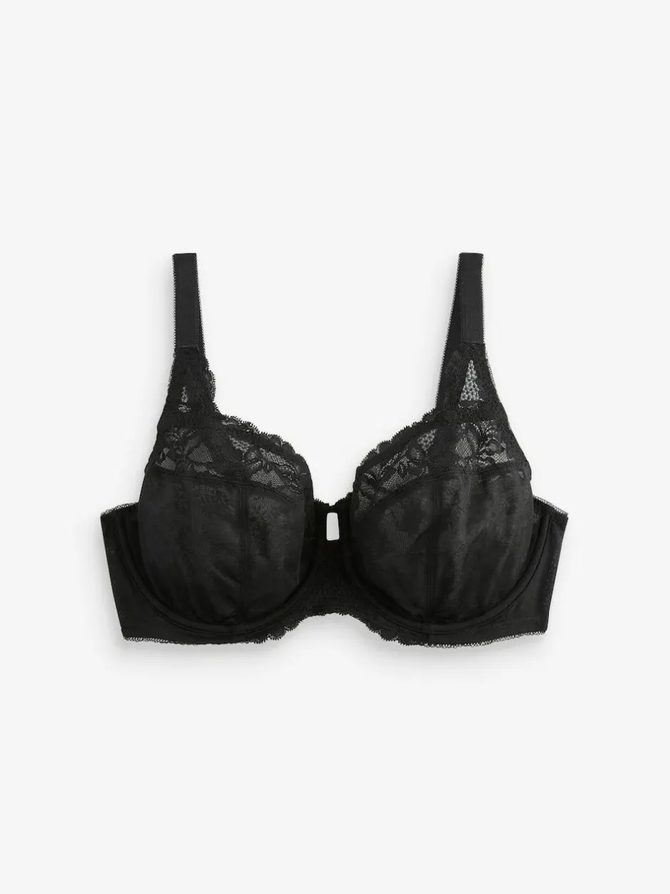 Next DD+ Lace Trim Non Pad Full Cup Underwired Bras 3 Pack Black/White/Praline Nude Sale