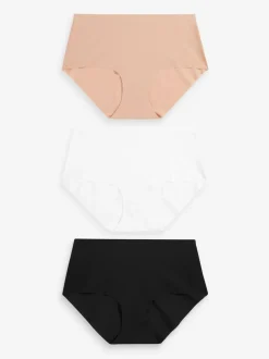 Next Midi No VPL Comfort Knickers 3 Pack Black/White/Praline Nude Best