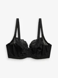 Next Black/White/Praline Nude Non Pad Balcony DD+ Lace Bras 3 Pack Clearance