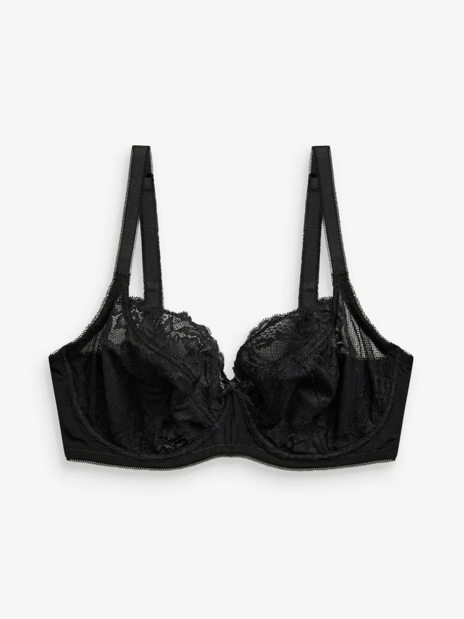 Next Black/White/Praline Nude Non Pad Balcony DD+ Lace Bras 3 Pack Clearance