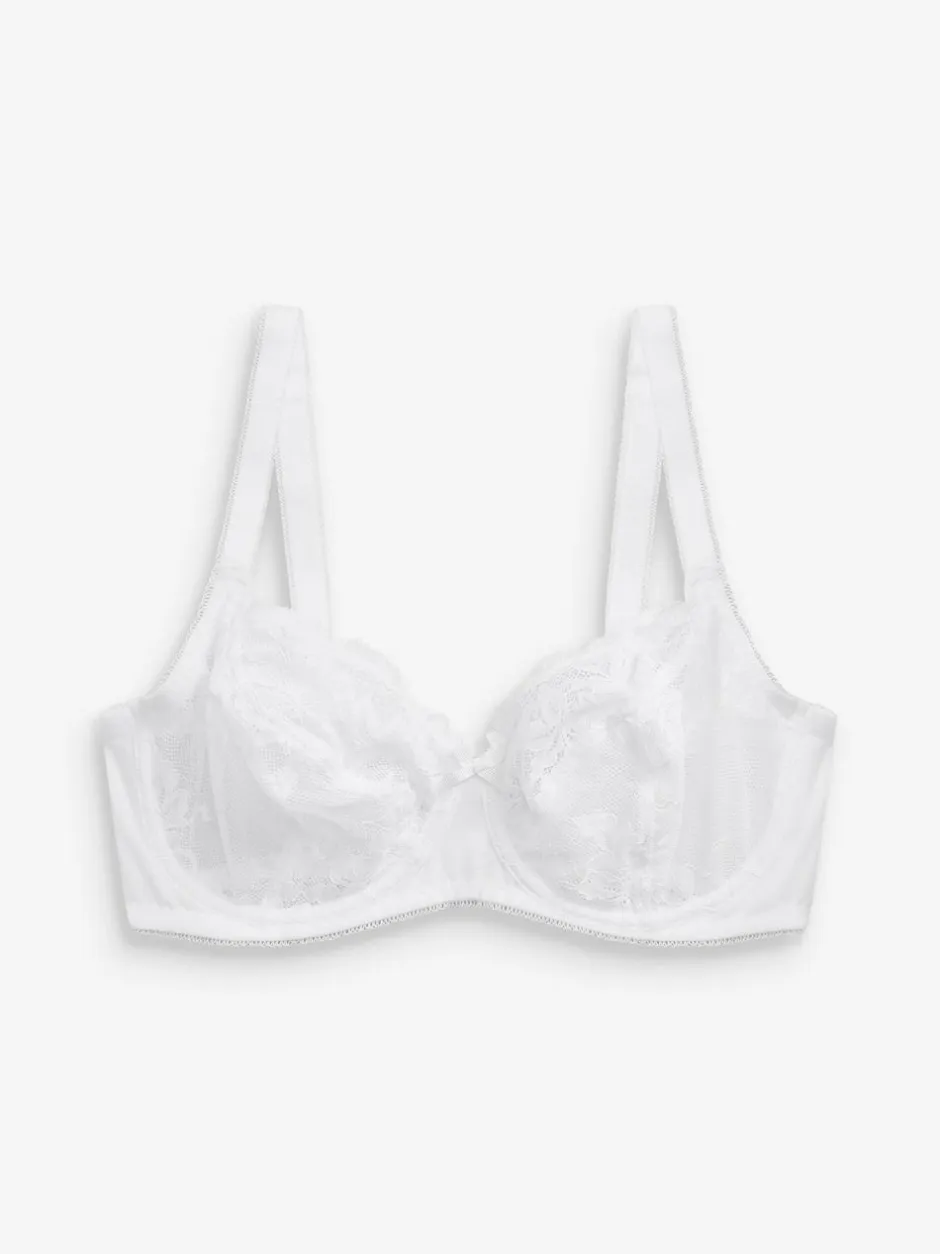 Next Black/White/Praline Nude Non Pad Balcony DD+ Lace Bras 3 Pack Clearance