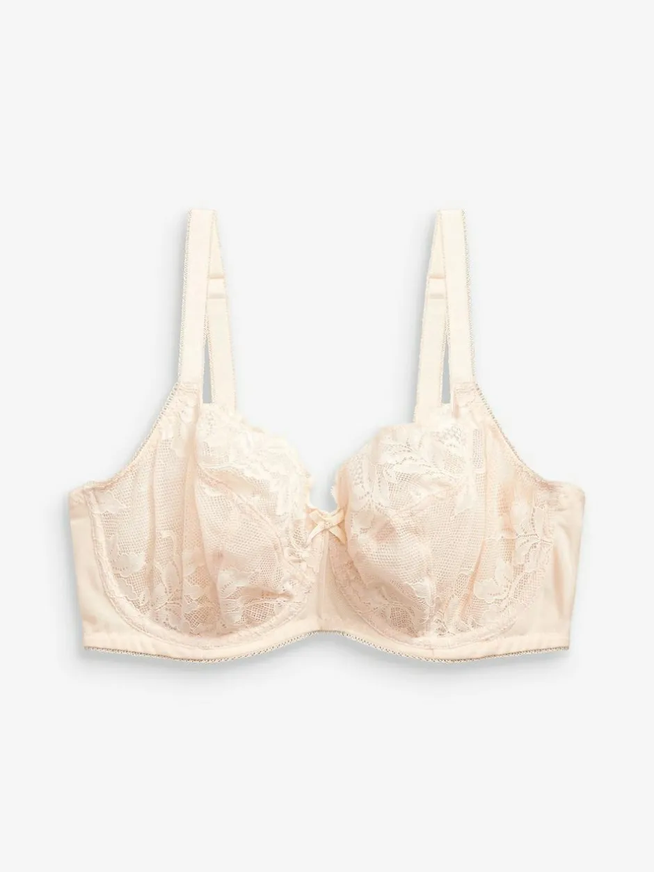 Next Black/White/Praline Nude Non Pad Balcony DD+ Lace Bras 3 Pack Clearance