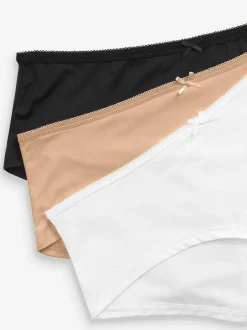 Next Short Microfibre Knickers 7 Pack Black/White/Praline Nude Hot