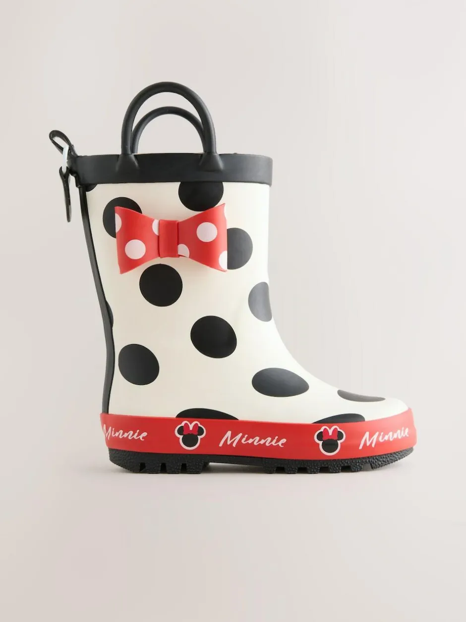 Next Black/White/Red Minnie Mouse Handle Wellies Clearance