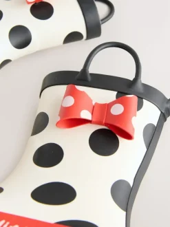 Next Black/White/Red Minnie Mouse Handle Wellies Clearance