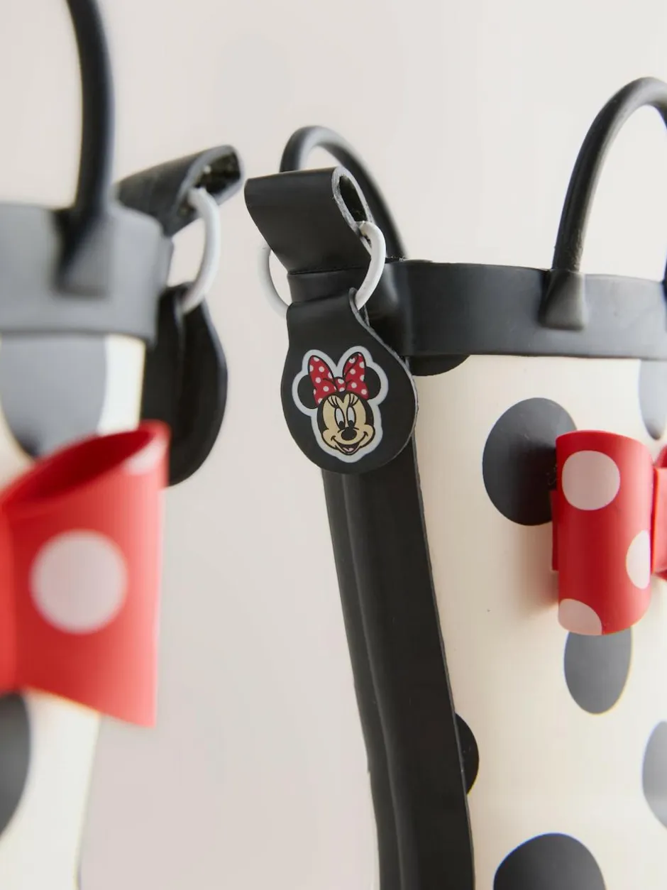 Next Black/White/Red Minnie Mouse Handle Wellies Clearance