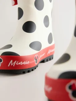 Next Black/White/Red Minnie Mouse Handle Wellies Clearance
