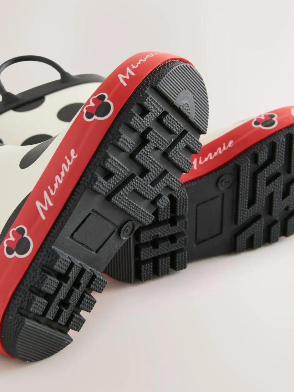 Next Black/White/Red Minnie Mouse Handle Wellies Clearance