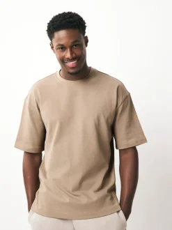 Next Relaxed Fit Heavyweight T-Shirts 5 Pack Black/White/Stone/Navy/Grey Sale
