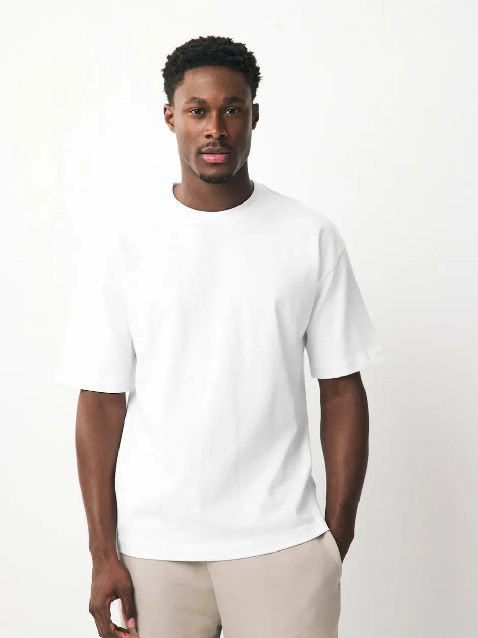 Next Relaxed Fit Heavyweight T-Shirts 5 Pack Black/White/Stone/Navy/Grey Sale