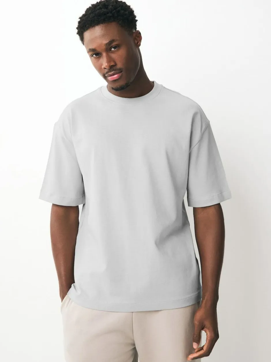 Next Relaxed Fit Heavyweight T-Shirts 5 Pack Black/White/Stone/Navy/Grey Sale
