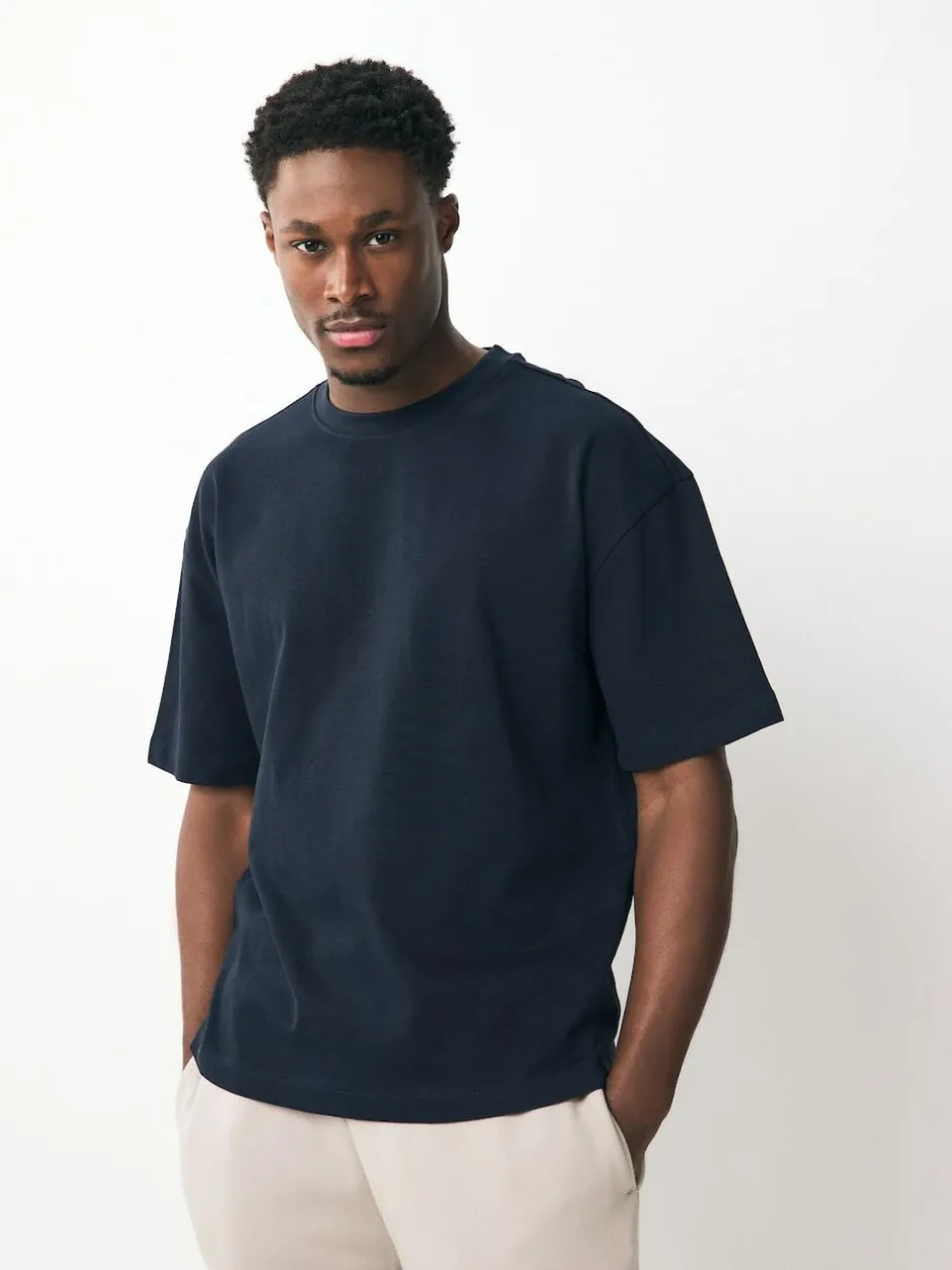 Next Relaxed Fit Heavyweight T-Shirts 5 Pack Black/White/Stone/Navy/Grey Sale
