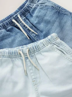 Next Bermuda Pull On Denim Shorts 2 Pack (3-16yrs) Bleach/Mid Blue Best