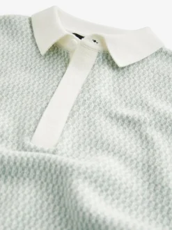 Next Blue 100% Cotton Short Sleeve Geo Pattern Polo Shirt (3-16yrs)