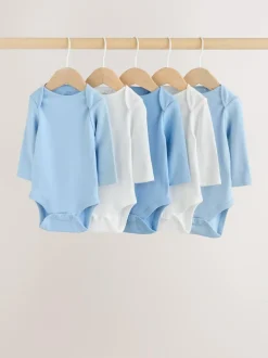 Next Blue 5 Pack Baby Long Sleeve Bodysuits Clearance